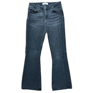 Zara Premium Denim Collection  Dark Gray Mid Rise Flared Stretch Jeans Size 6